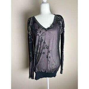 Libertalia XL Black Y2K Grunge Rockabilly Whimsy Goth Mesh Puff Sleeve Grommet